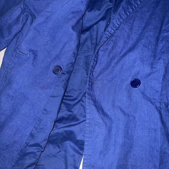 Madewell Double-Breasted Crossover Oversized Blazer Linen Bluestone Large NL227 - Picture 9 of 15